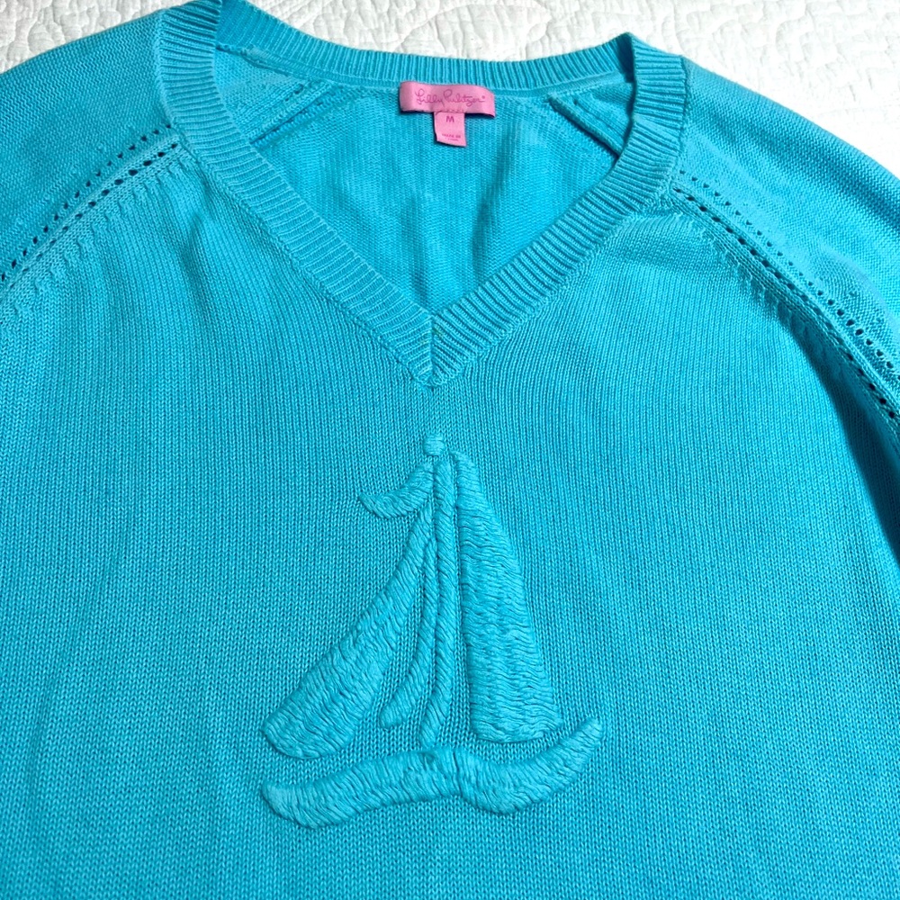 Lily Pulitzer Sweater Light Blue Sailboat